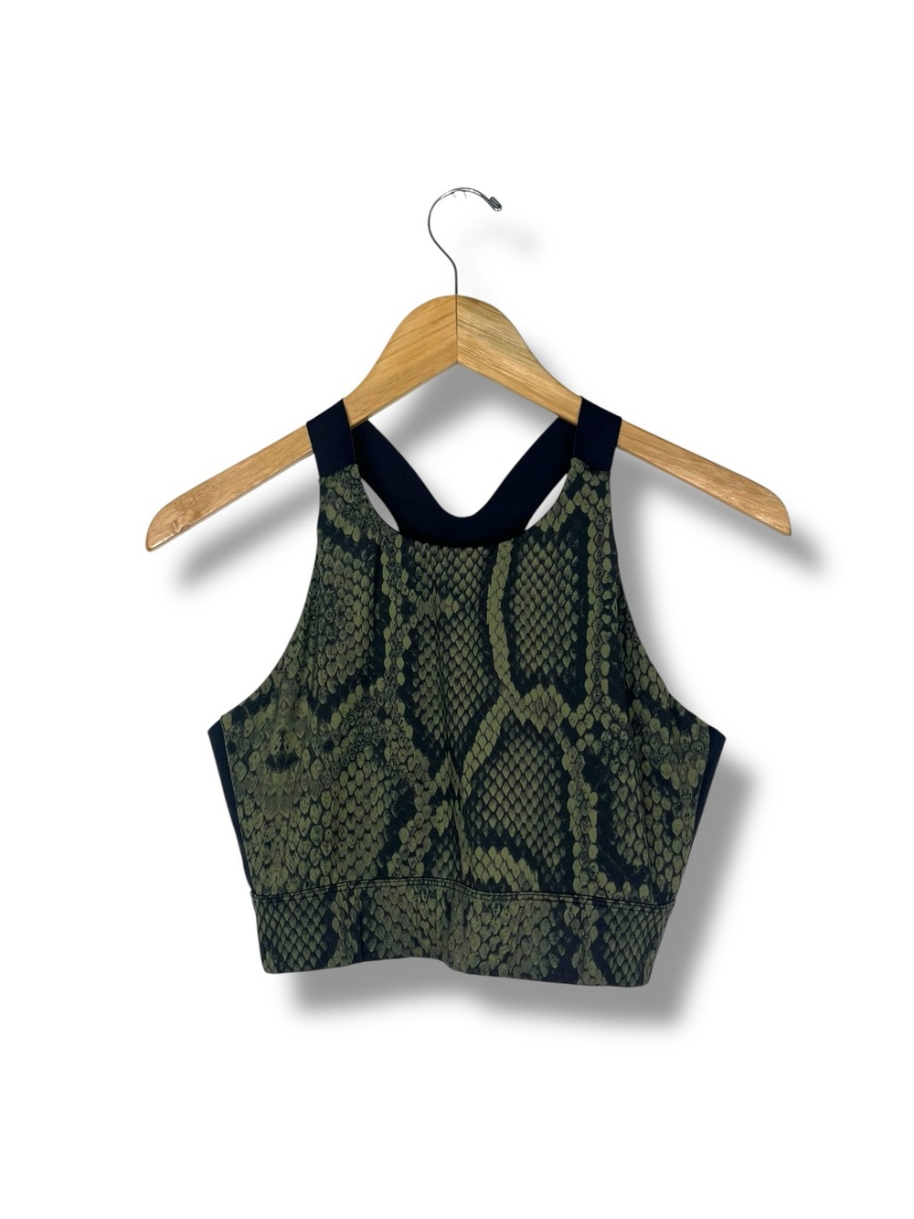 VARLEY Sherman High Neck Sports Bra Longline Large Boa Snakeskin Green Neoprene - Picture 2 of 7